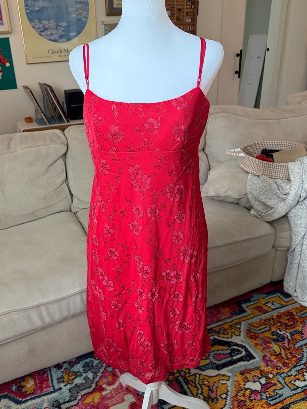 Red Y2K Sparkly City Triangles Red Dress Size Large